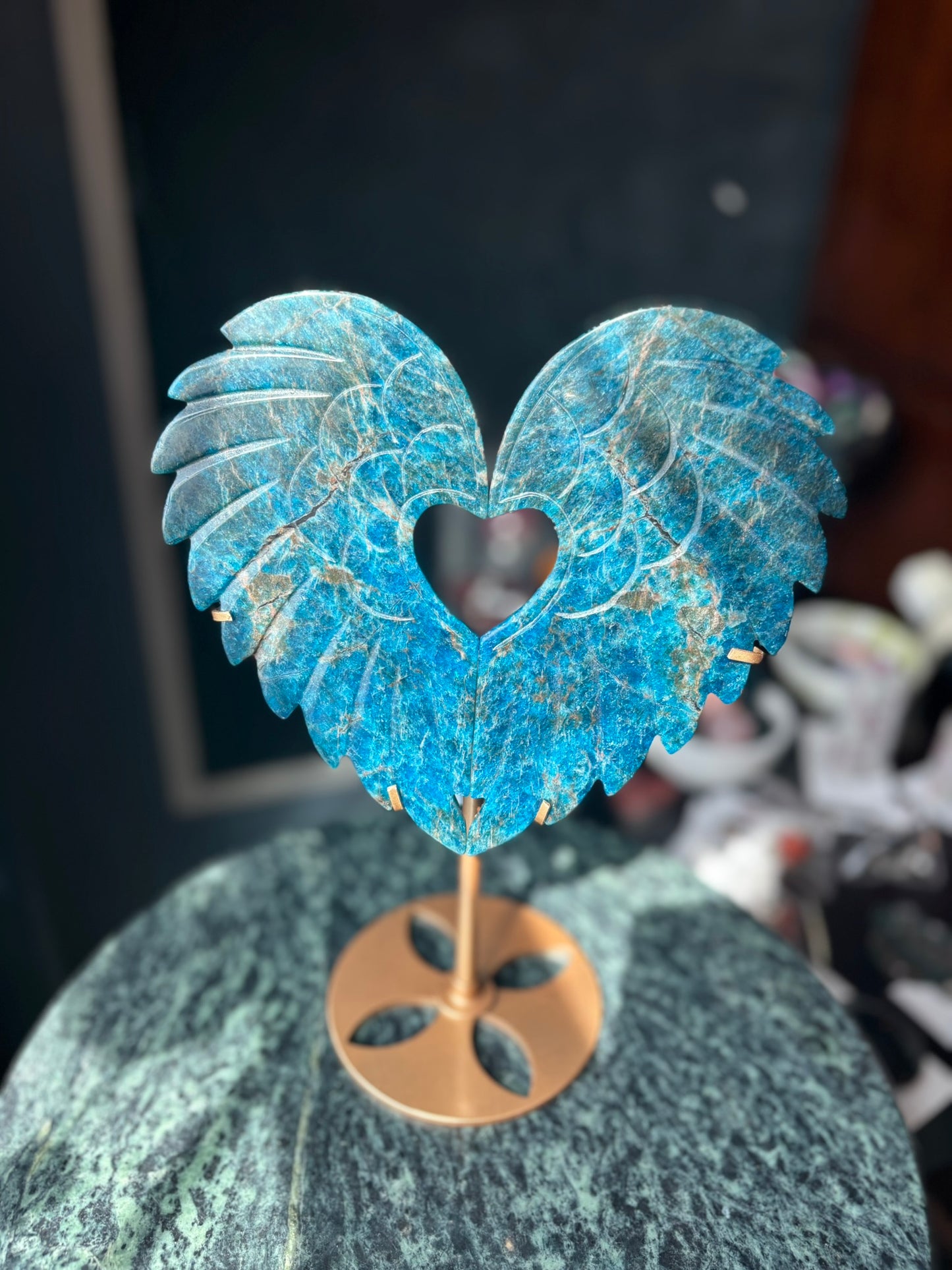 Blue Apatite Heart Wings
