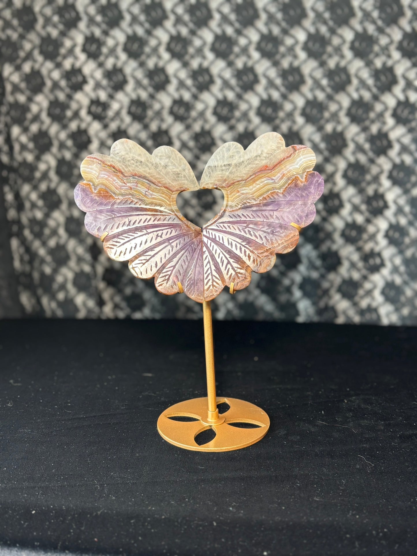 Amethyst Agate Heart Wings
