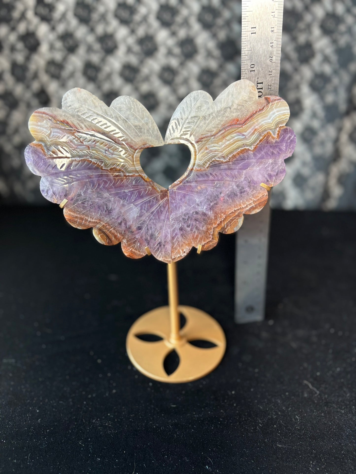 Amethyst Agate Heart Wings