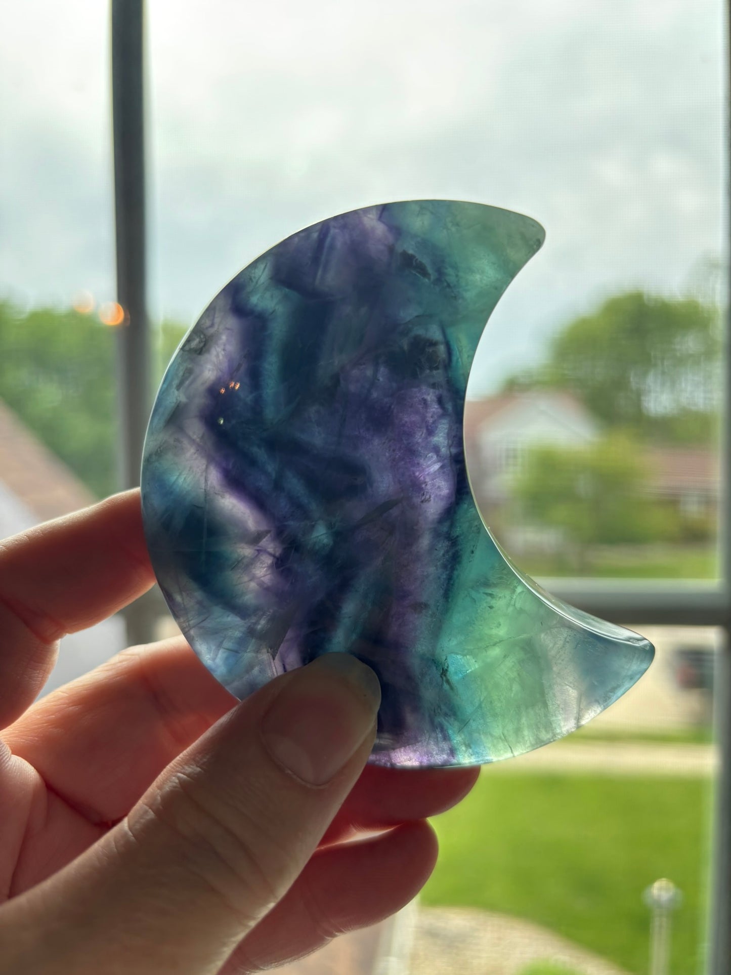 Rainbow Fluorite Moon