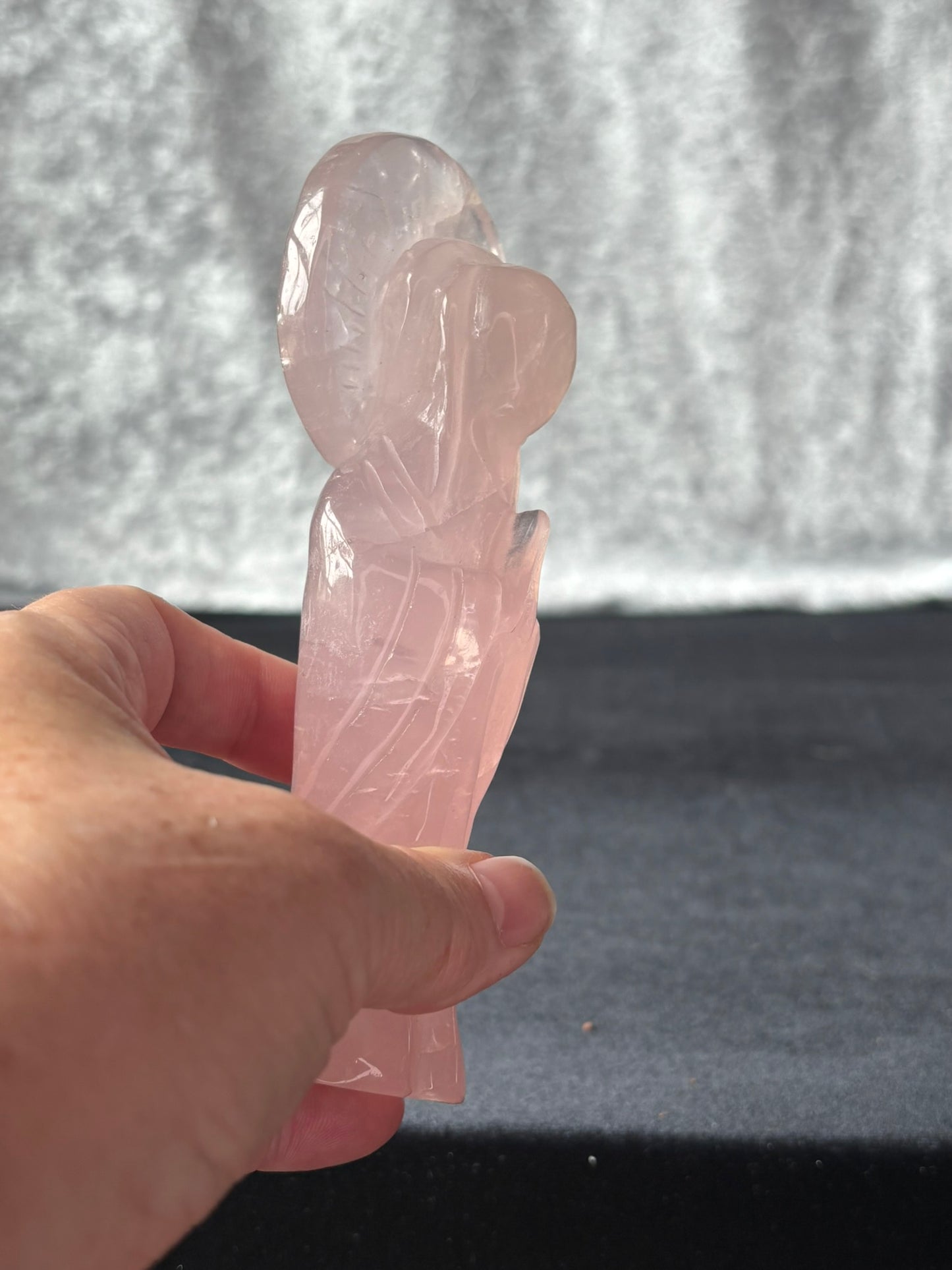 Rose Quartz Carved Angel