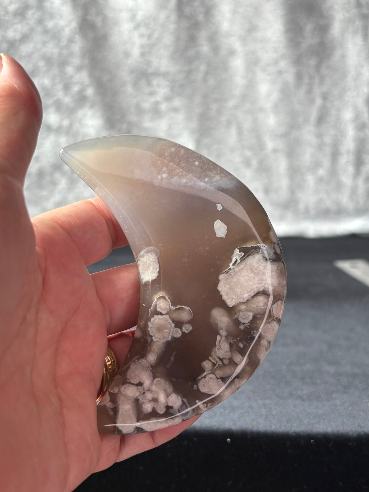 Black Flower Agate Moon