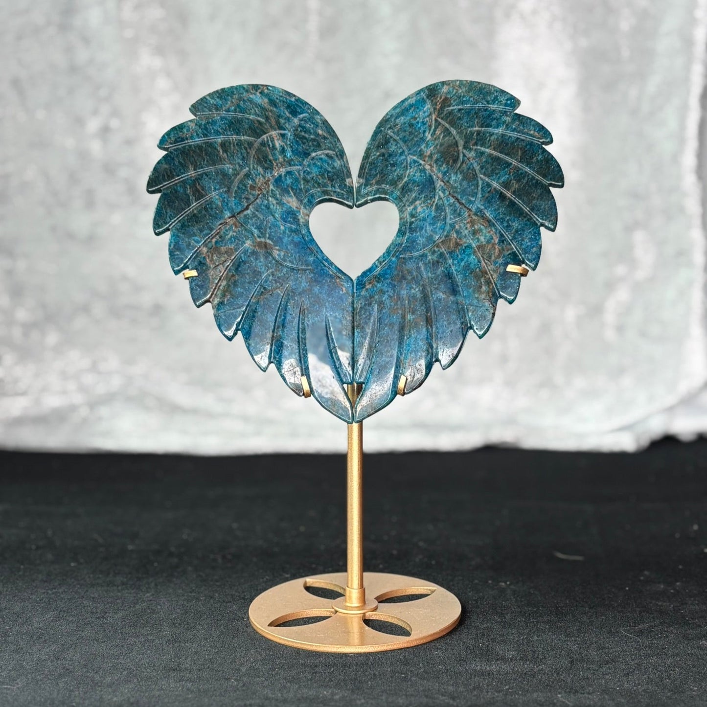 Blue Apatite Heart Wings