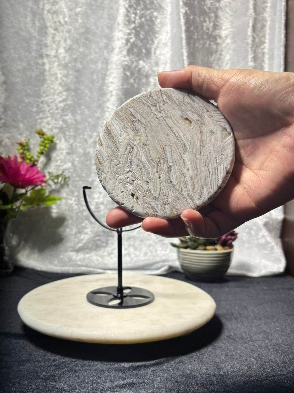 White Mexican Agate Full Moon
