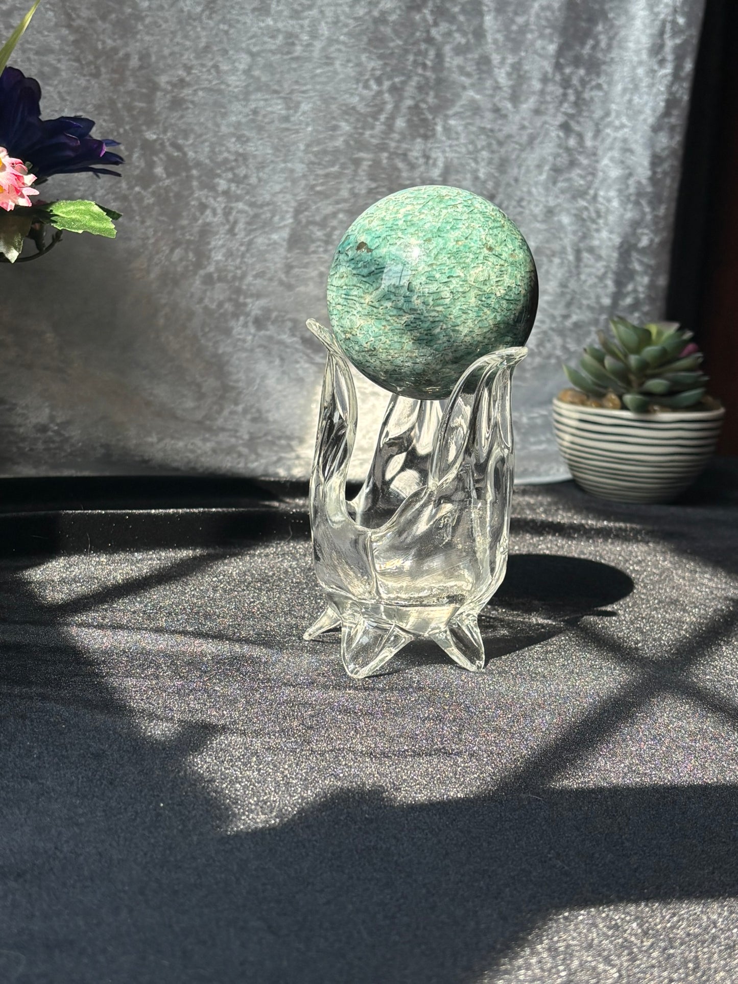 Amazonite w/ Smokey Quartz Sphere
