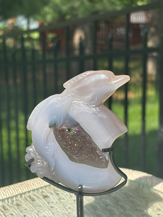 Agate Geode Dolphin Moon