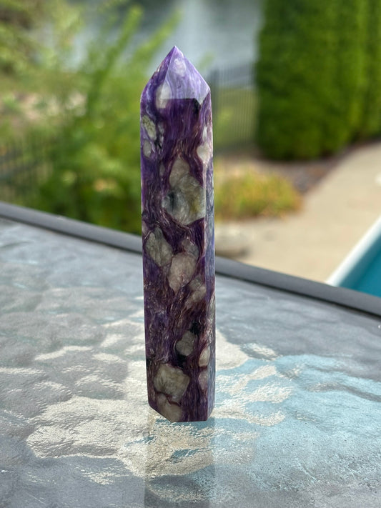 Charoite Tower with Quartz