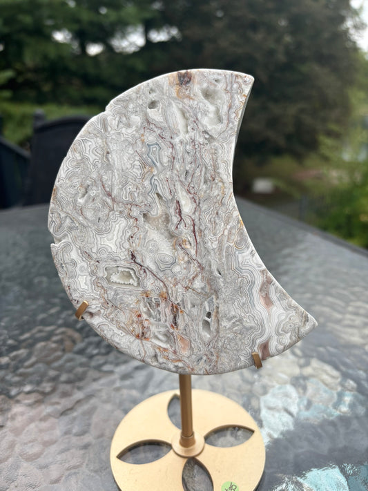 White Mexican  Agate Moon