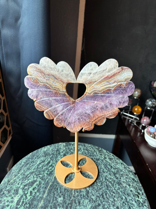 Amethyst Agate Heart Wings