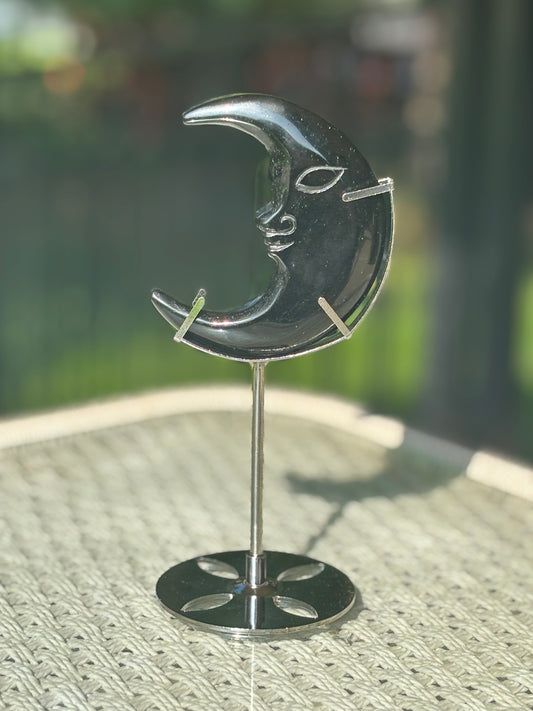 Black Obsidian Man and the Moon