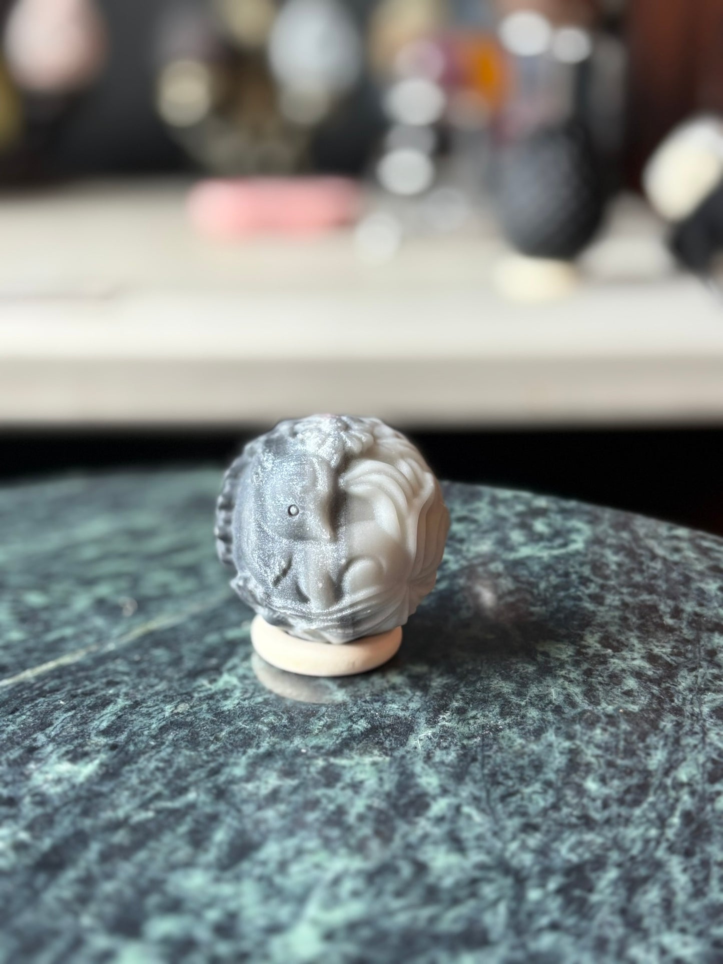 Taiji Jasper 9 tail Fox Carved Sphere