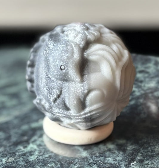 Taiji Jasper 9 tail Fox Carved Sphere