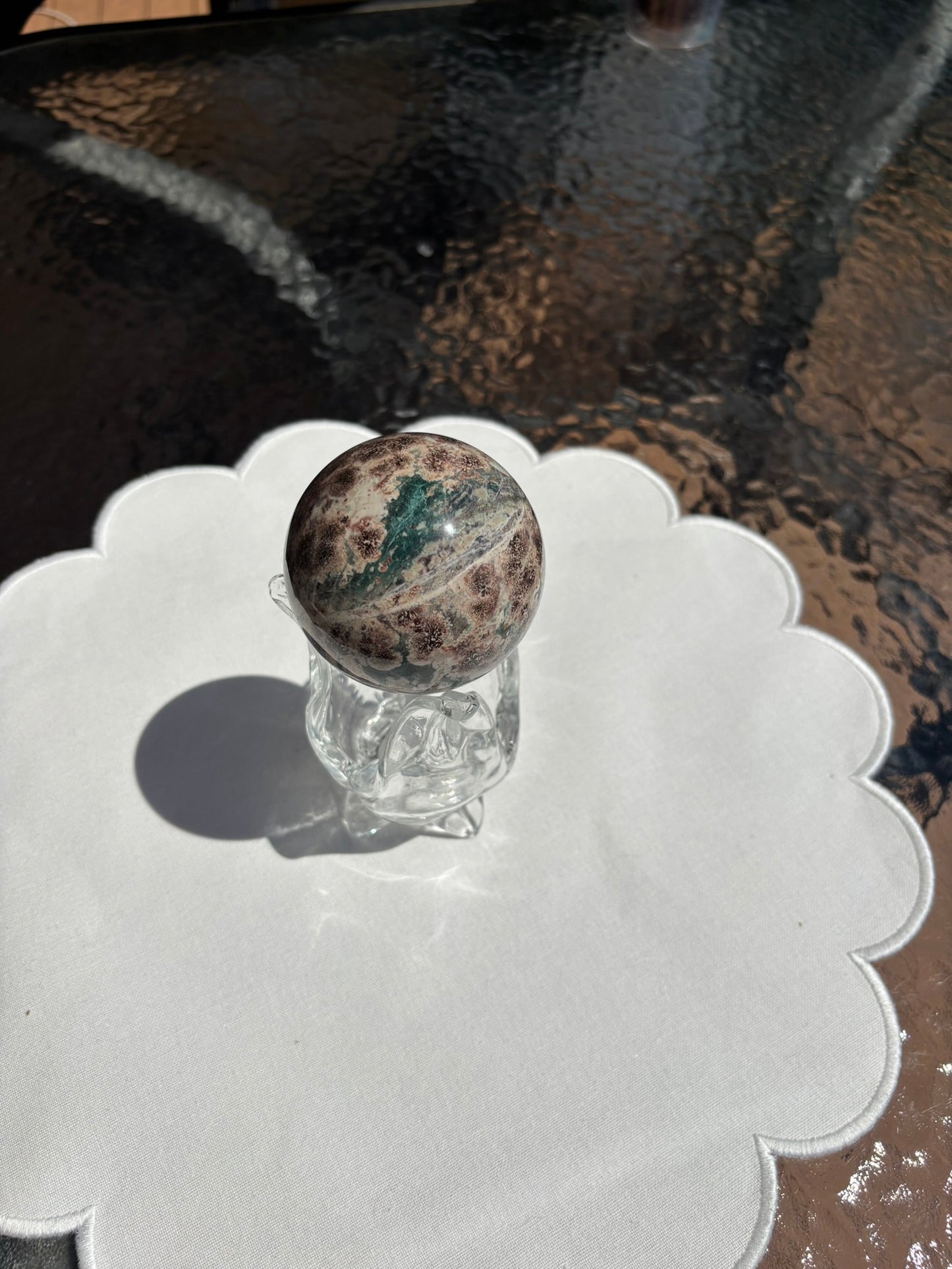 Green Sakura Stone Sphere