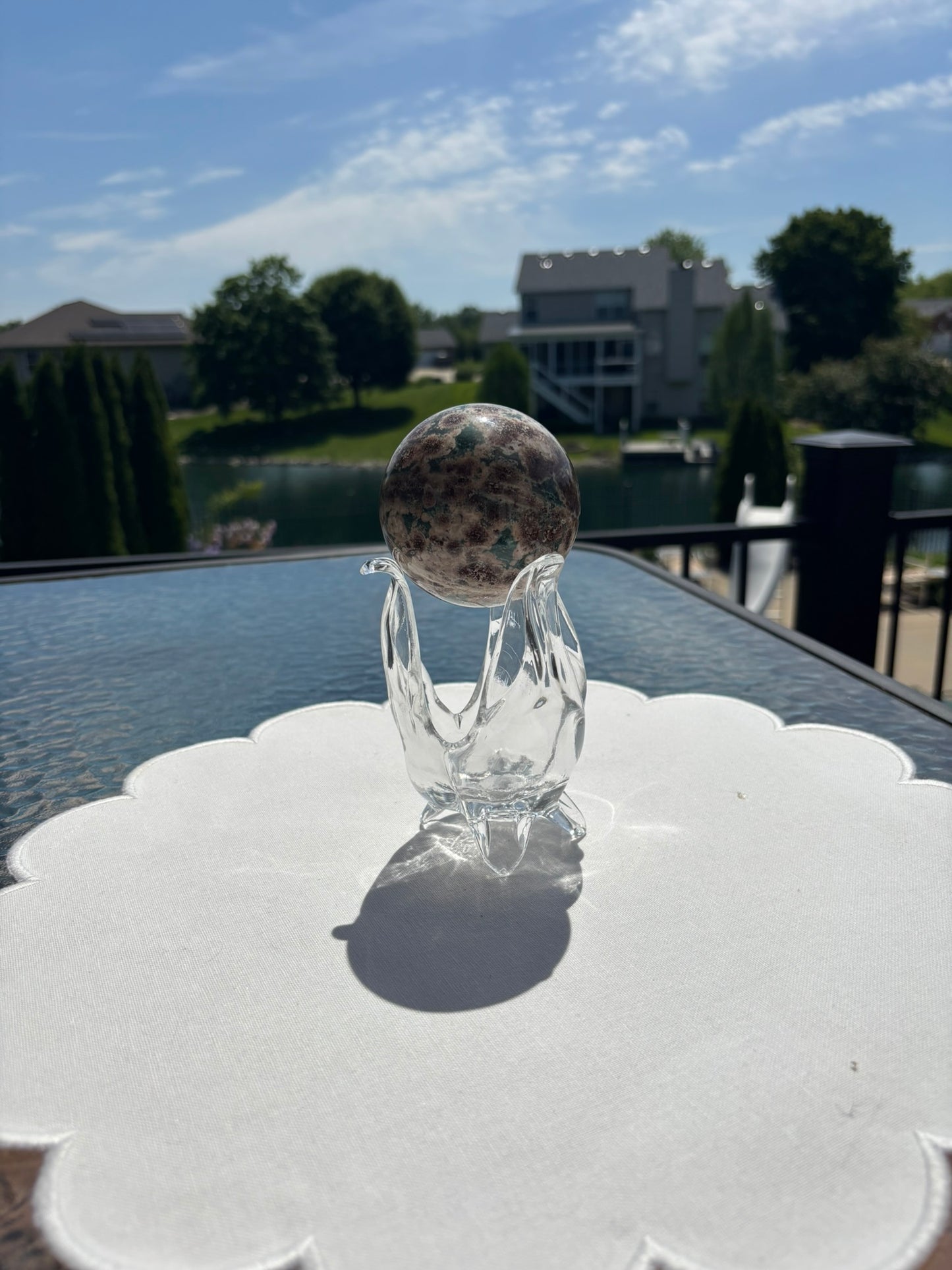 Green Sakura Stone Sphere