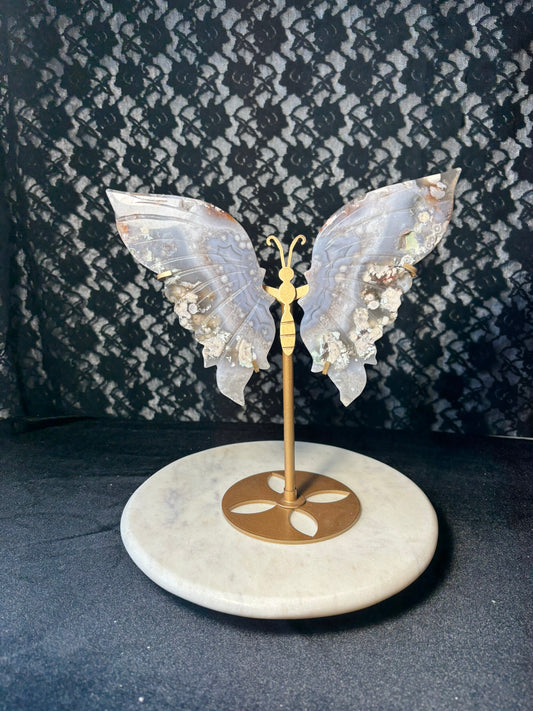 Blue Flower Agate Butterfly Wings