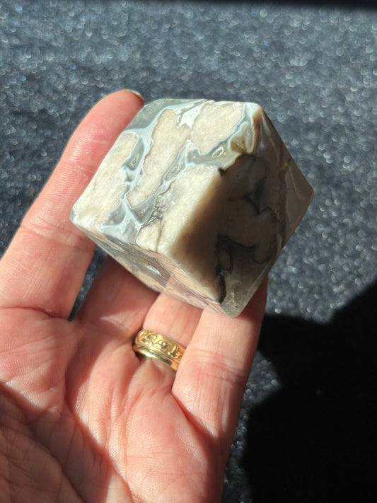 Green Flower Agate Cube