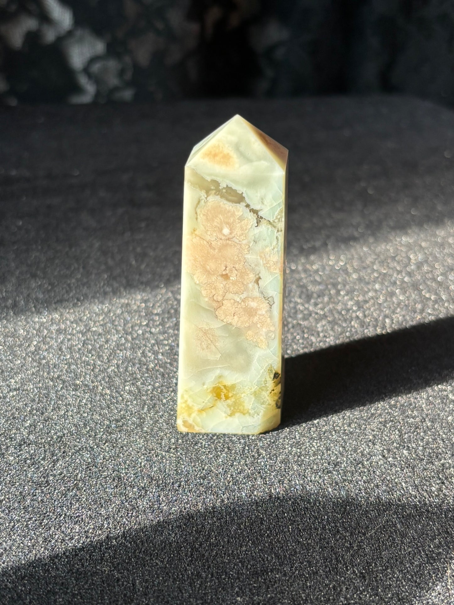 Green Flower Agate Tower