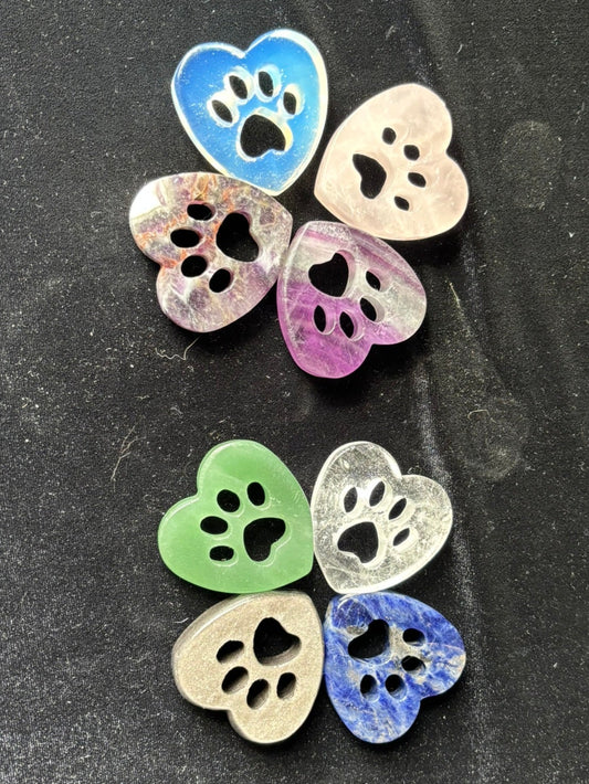 Paw Print Heart Shape Palm & Worry Stones