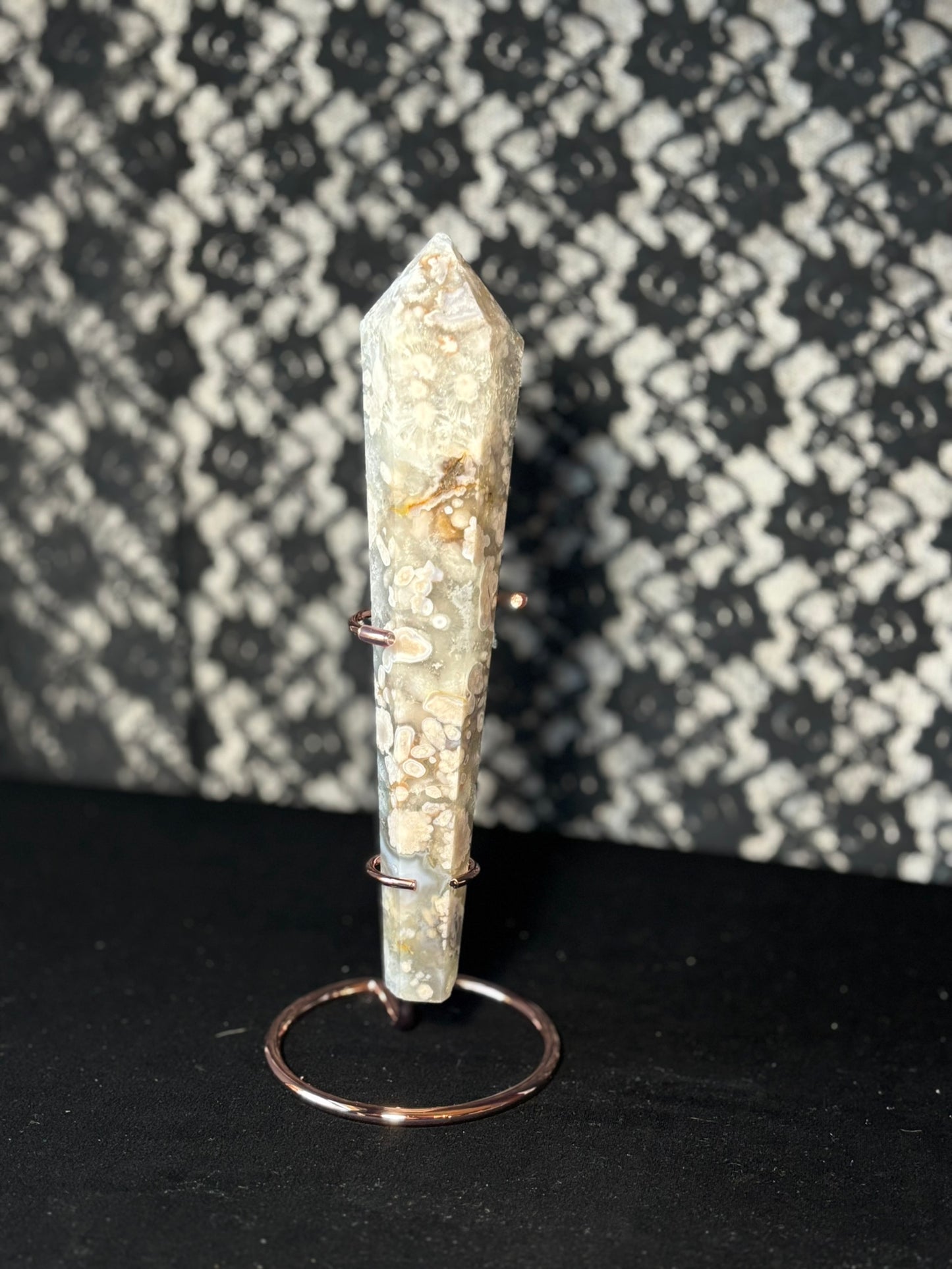 Blue Flower Agate Wand