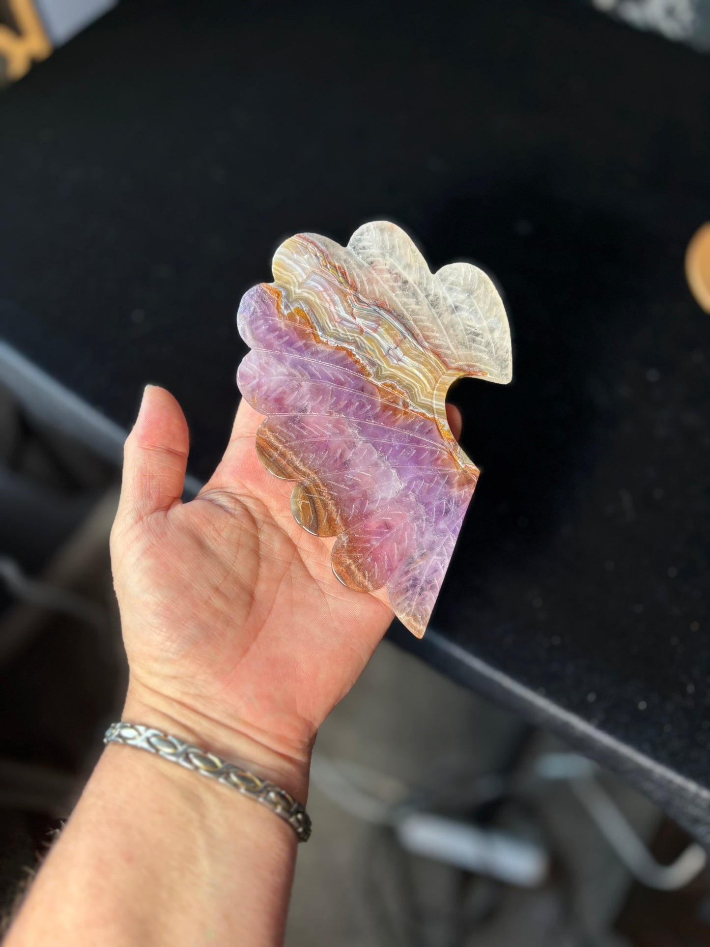 Amethyst Agate Heart Wings