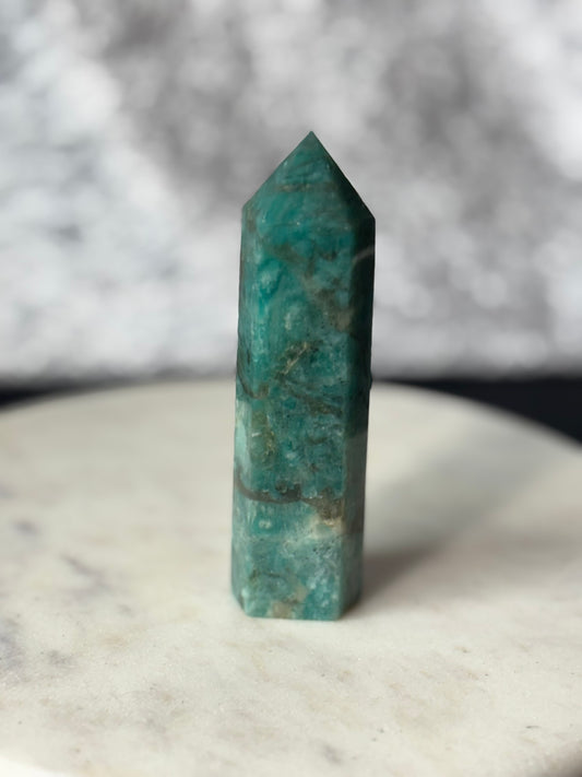 Amazonite Tower w. Smokey Quartz