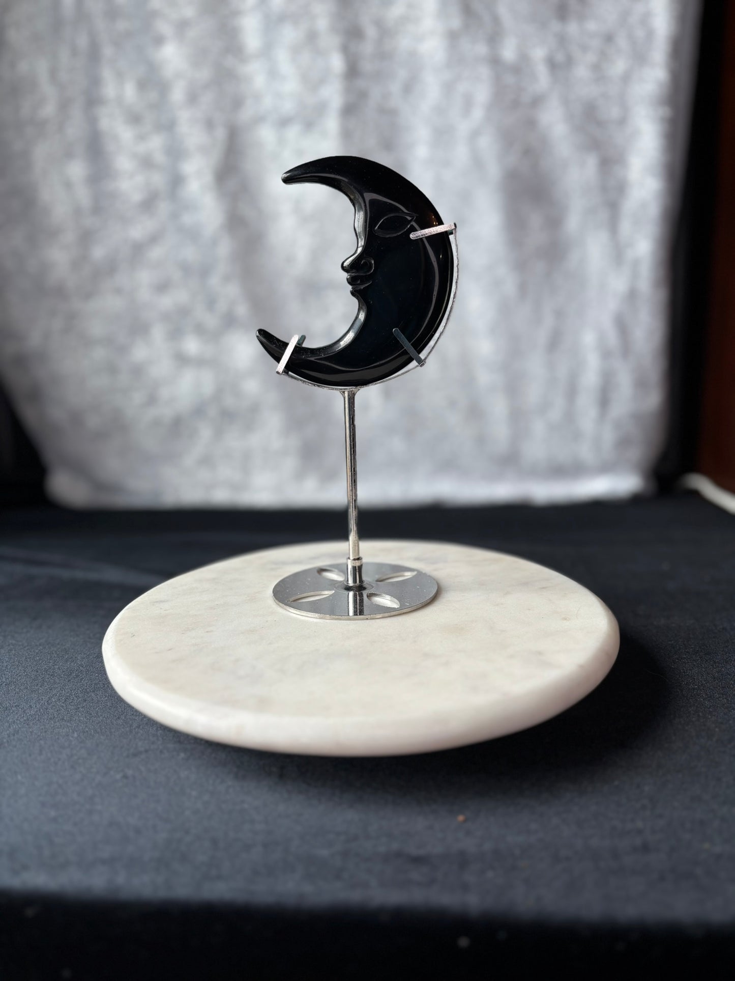 Black Obsidian Man and the Moon