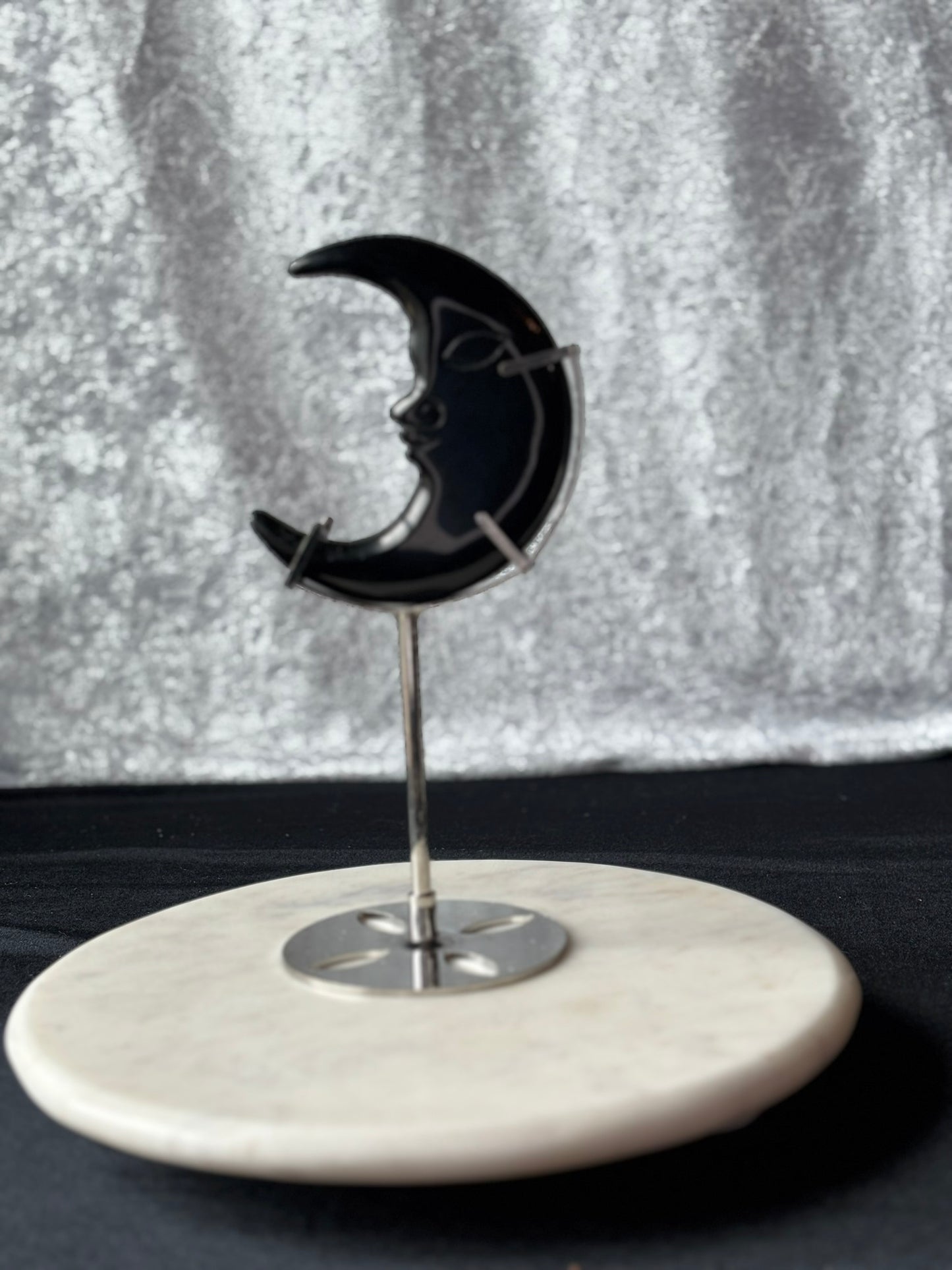 Black Obsidian Man and the Moon