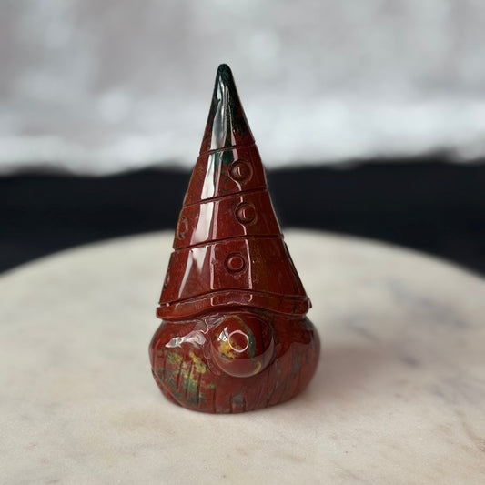 Ocean Jasper (OJ) Red Gnome Carving