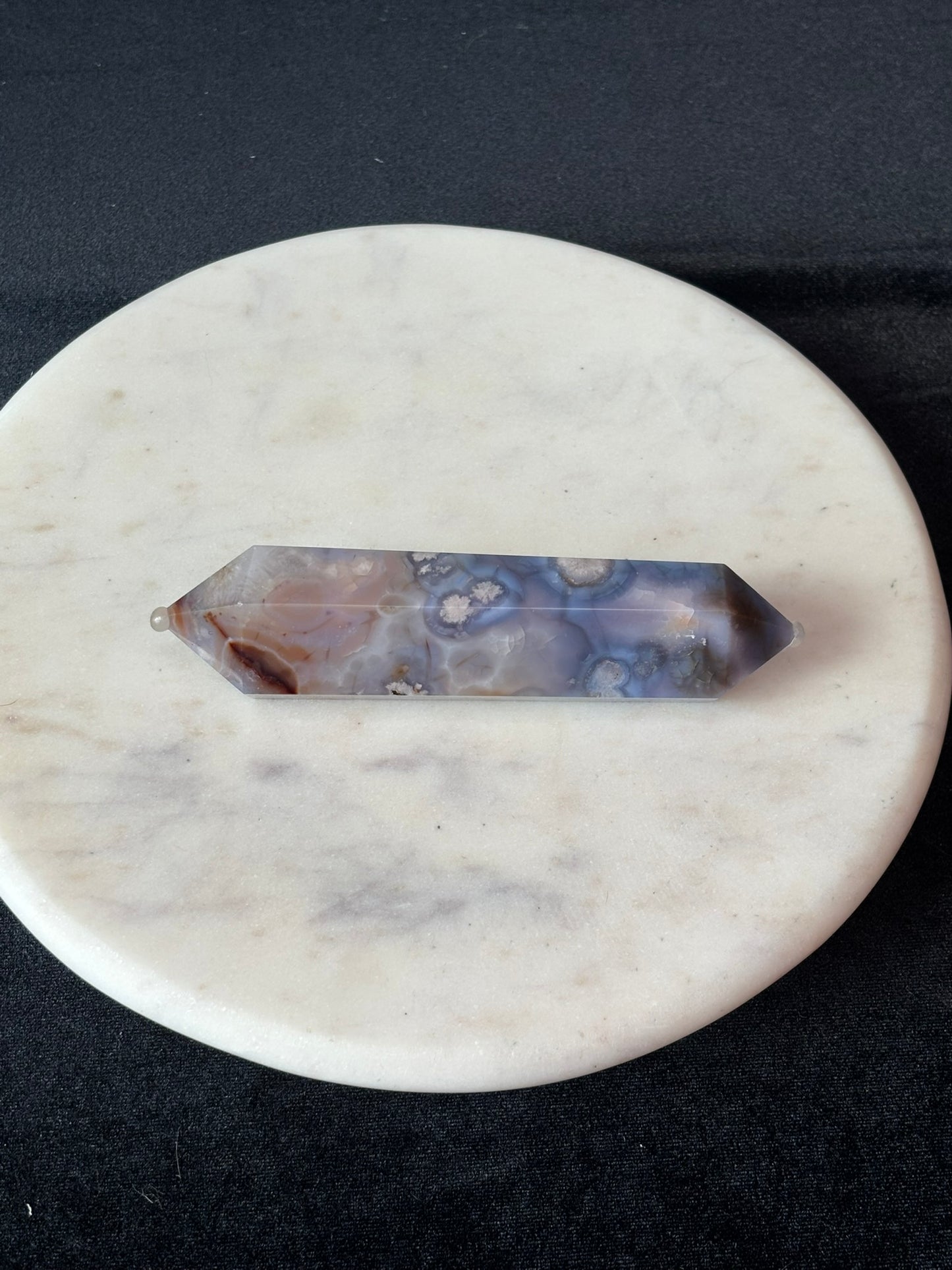 Blue Flower Agate Double Point Want