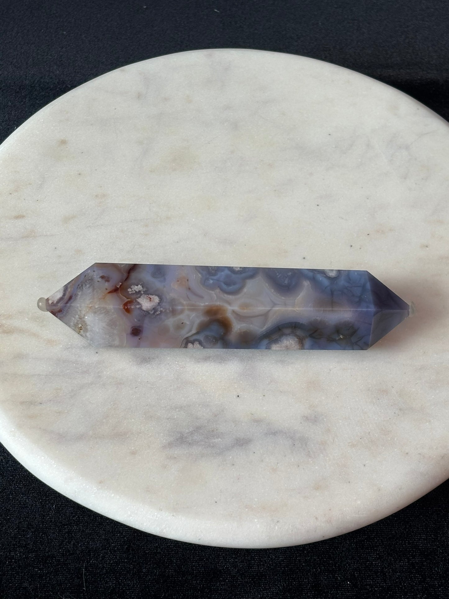 Blue Flower Agate Double Point Want