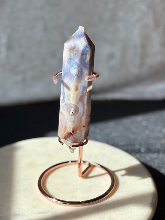Blue Flower Agate Double Point Want