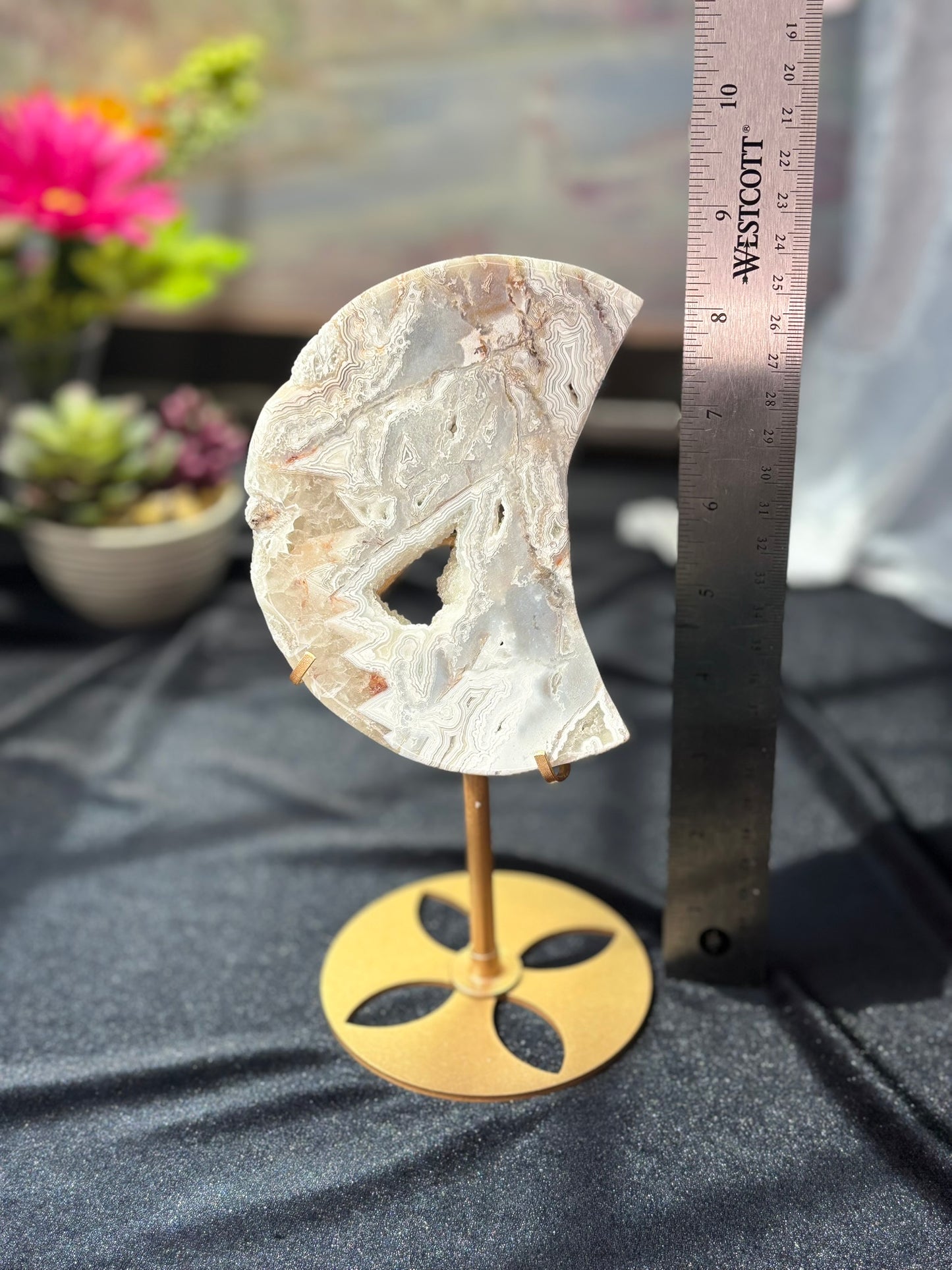 White Mexican  Agate Moon