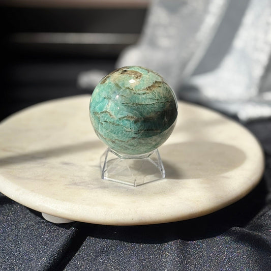 Amazonite w/ Smokey Quartz Sphere