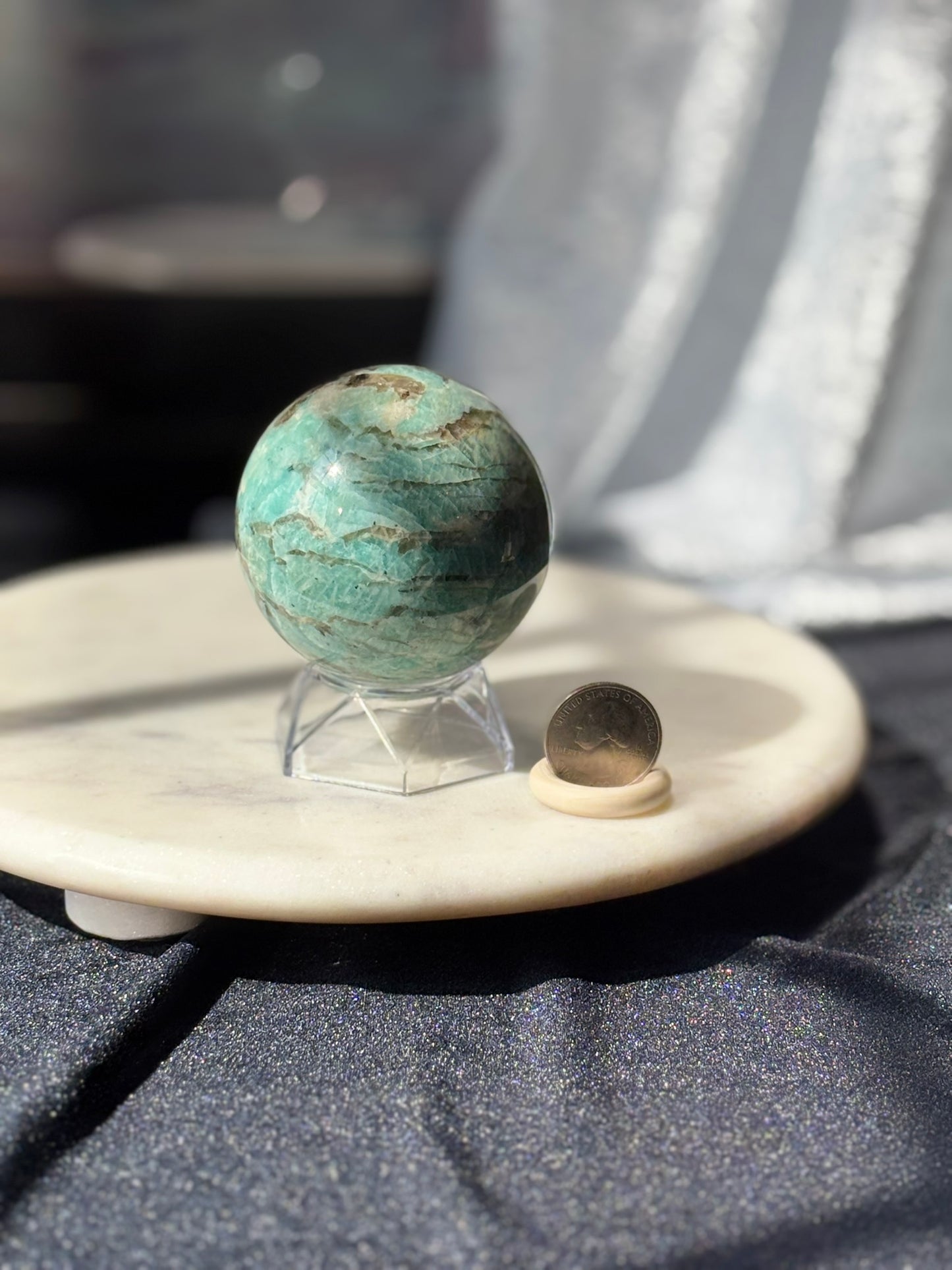 Amazonite w/ Smokey Quartz Sphere