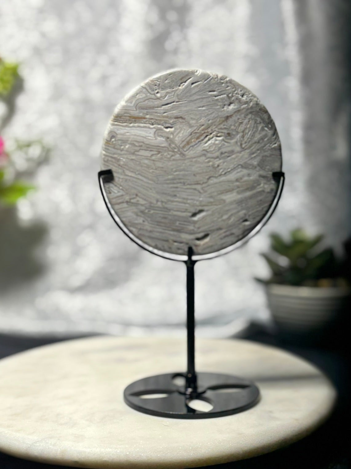 White Mexican Agate Full Moon
