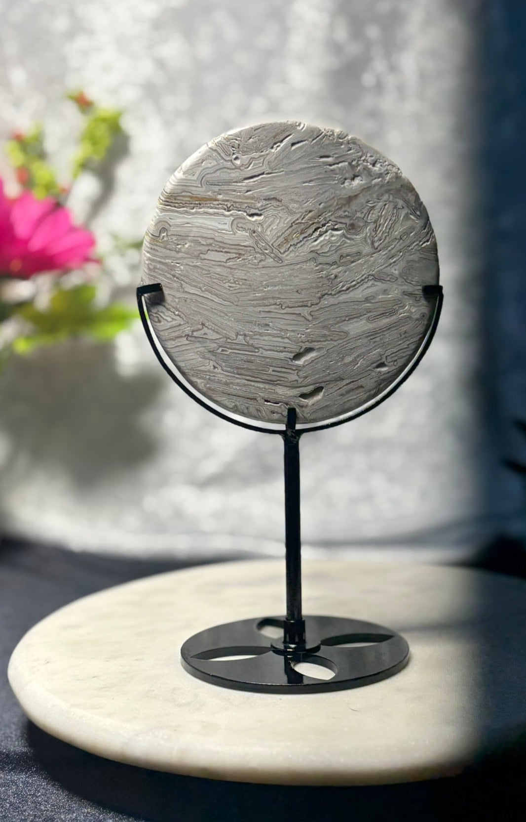 White Mexican Agate Full Moon