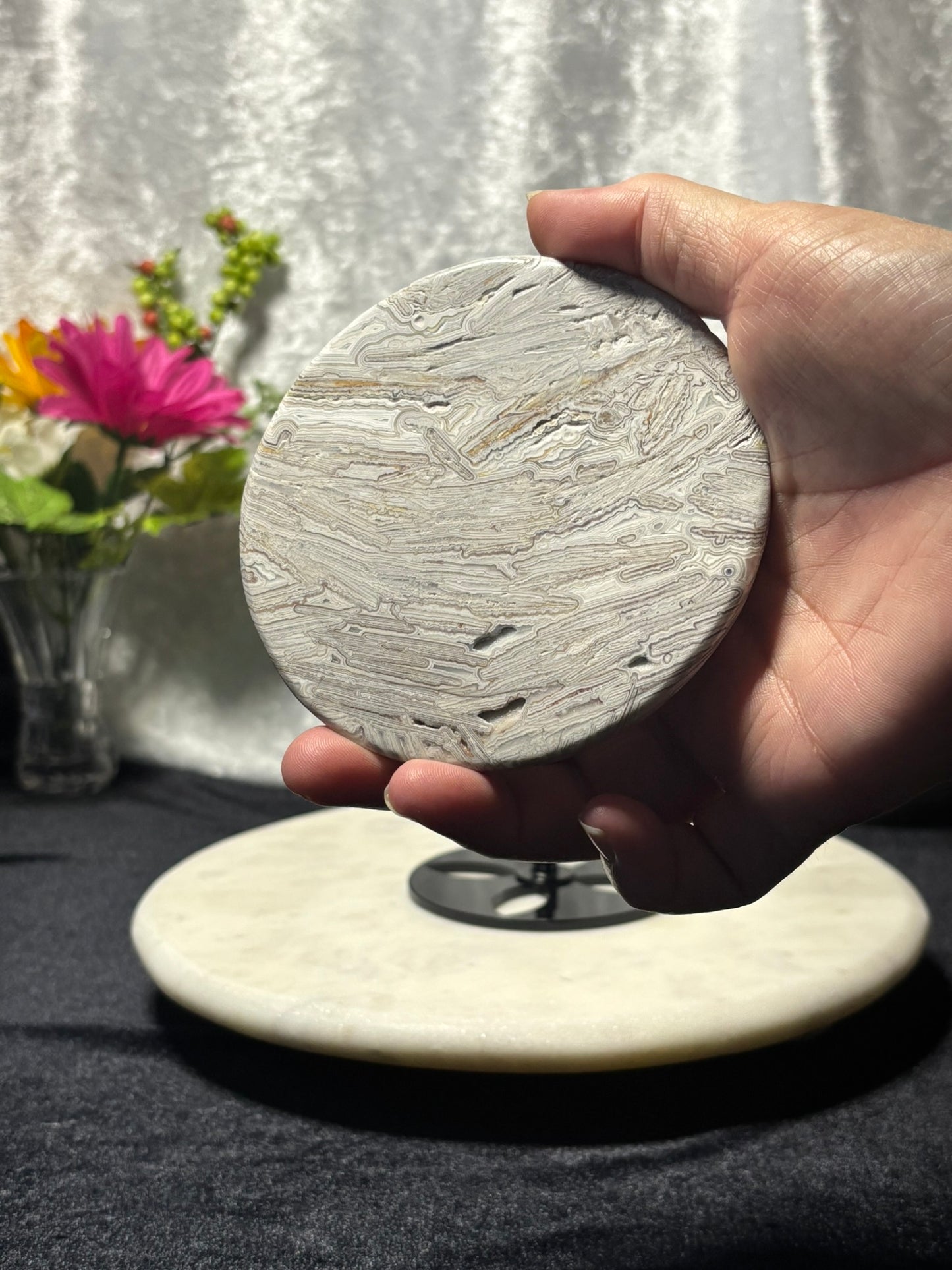 White Mexican Agate Full Moon