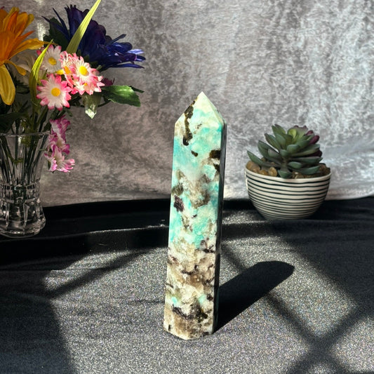Amazonite w/ Smokey Quartz Tower