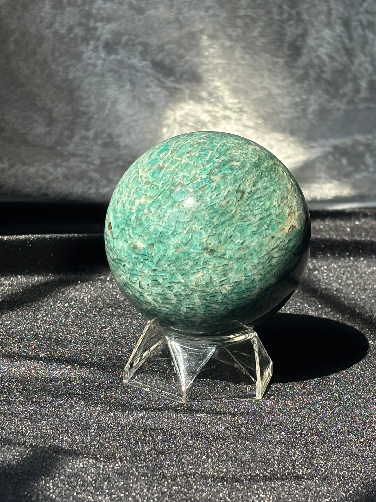 Amazonite w/ Smokey Quartz Sphere