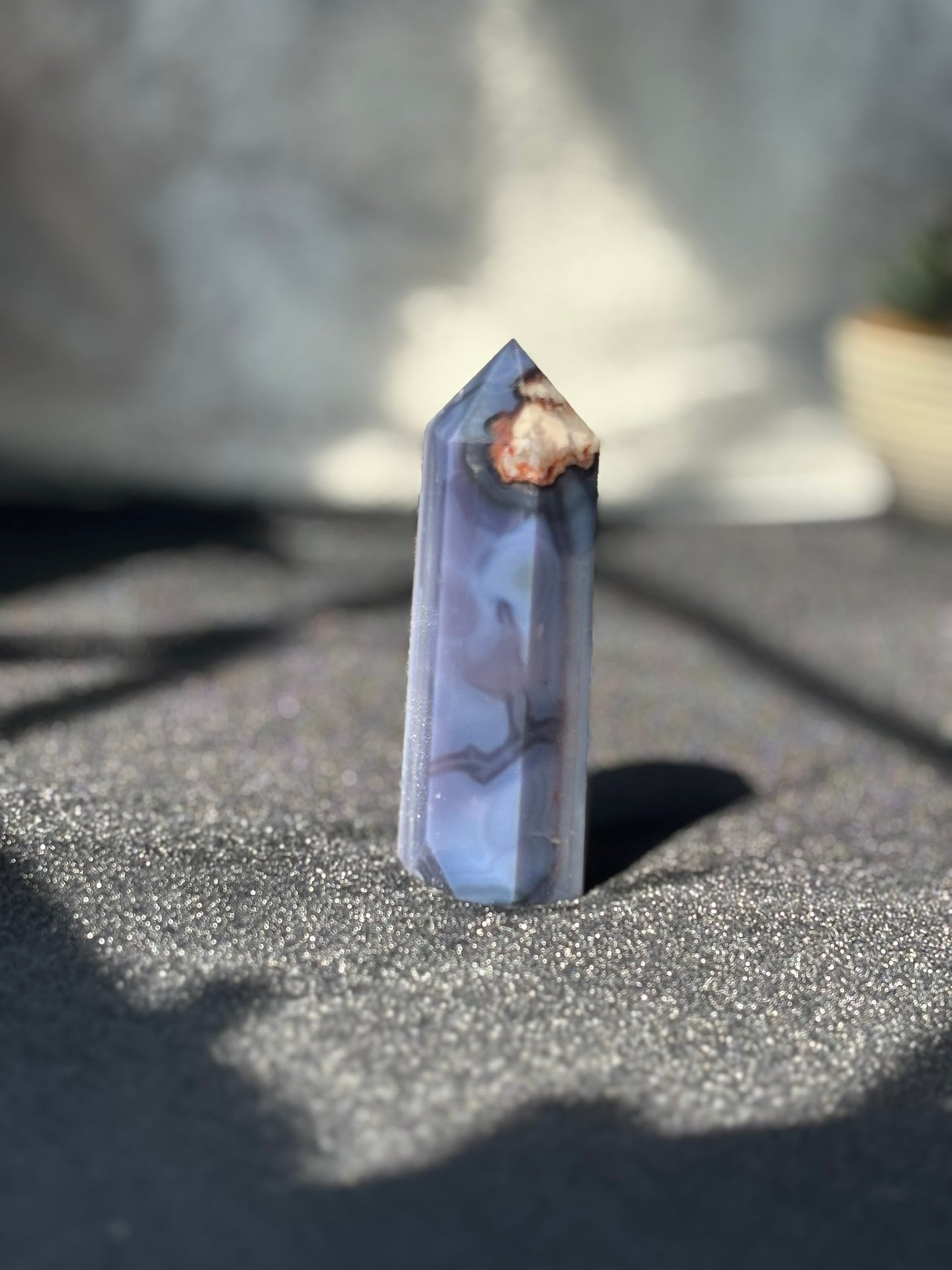 Blue Flower Agate Tower