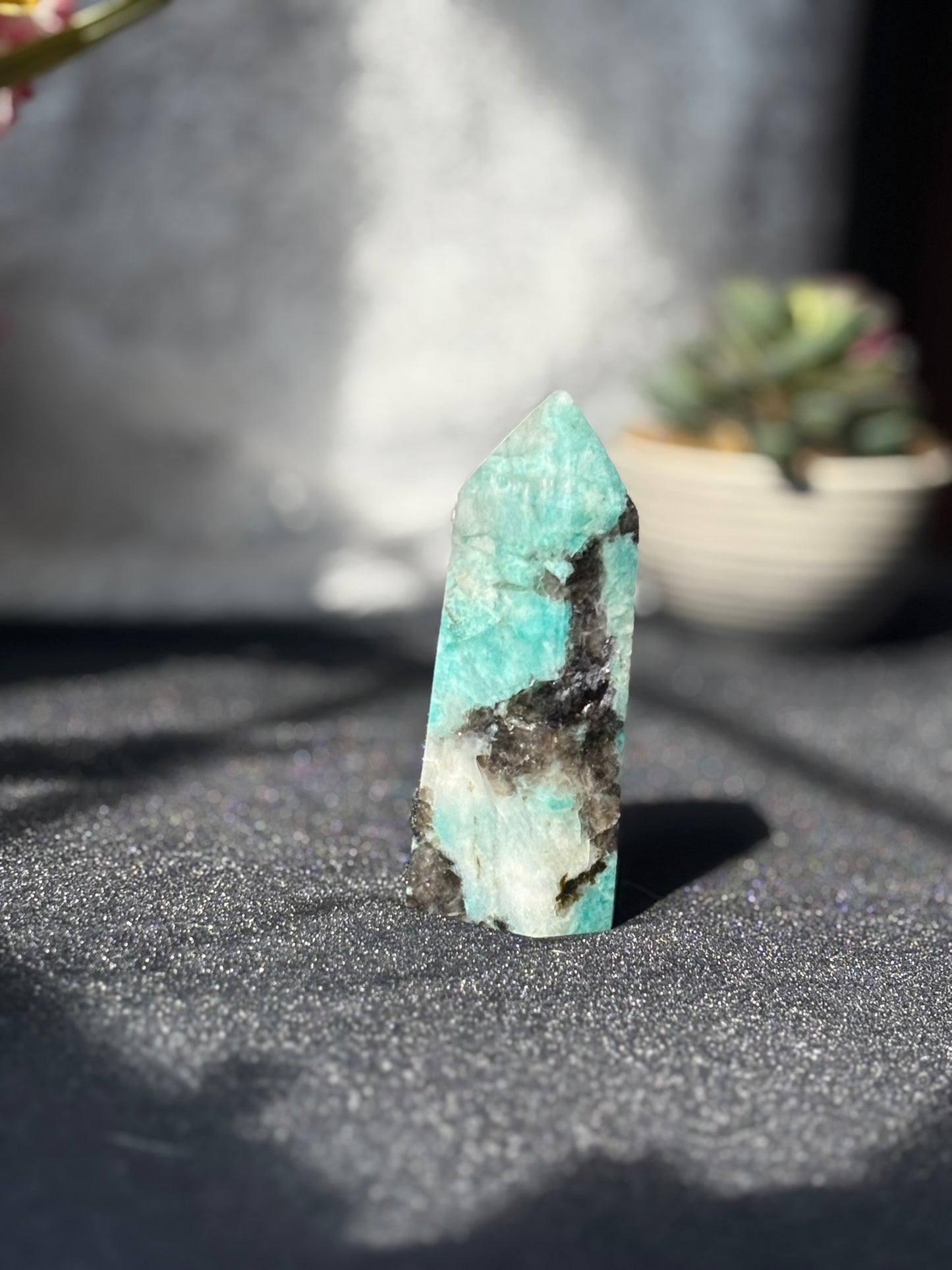 Amazonite w/ Smokey Quartz Tower