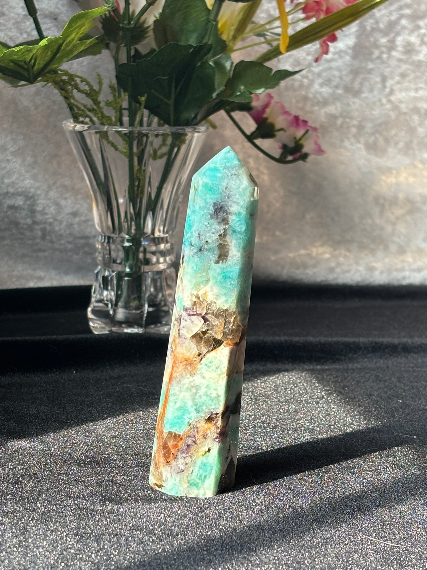 Amazonite w/ Smokey Quartz Tower