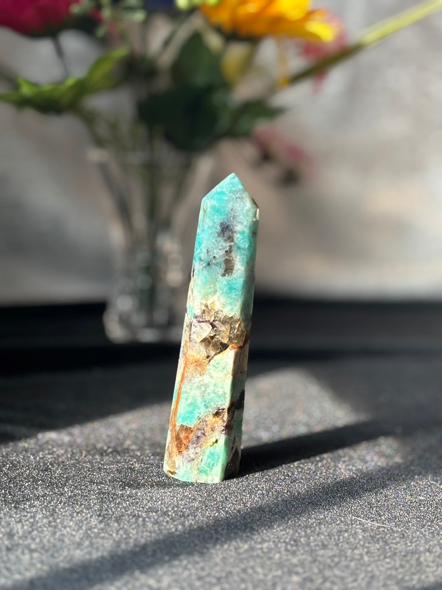 Amazonite w/ Smokey Quartz Tower