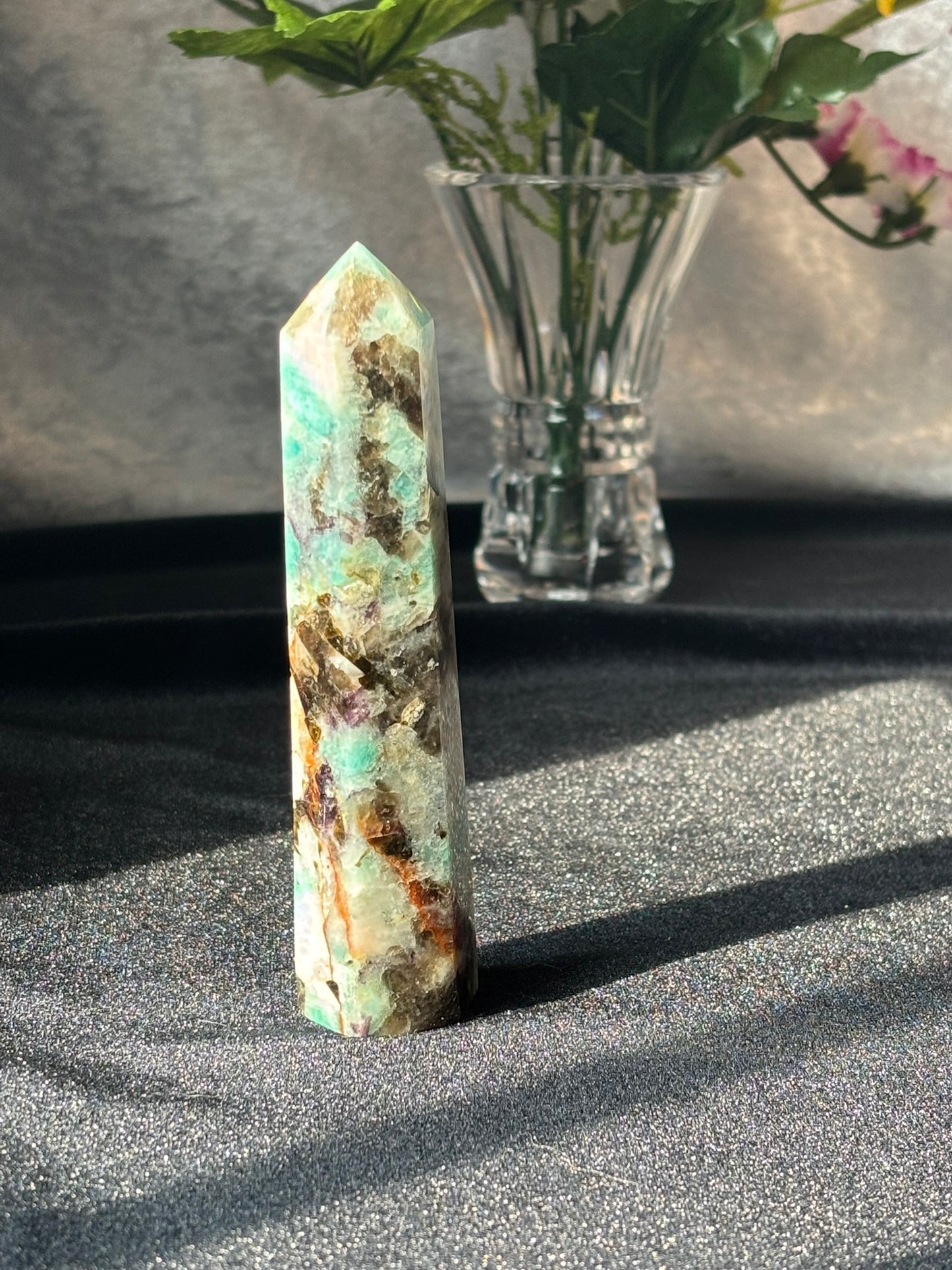 Amazonite w/ Smokey Quartz Tower