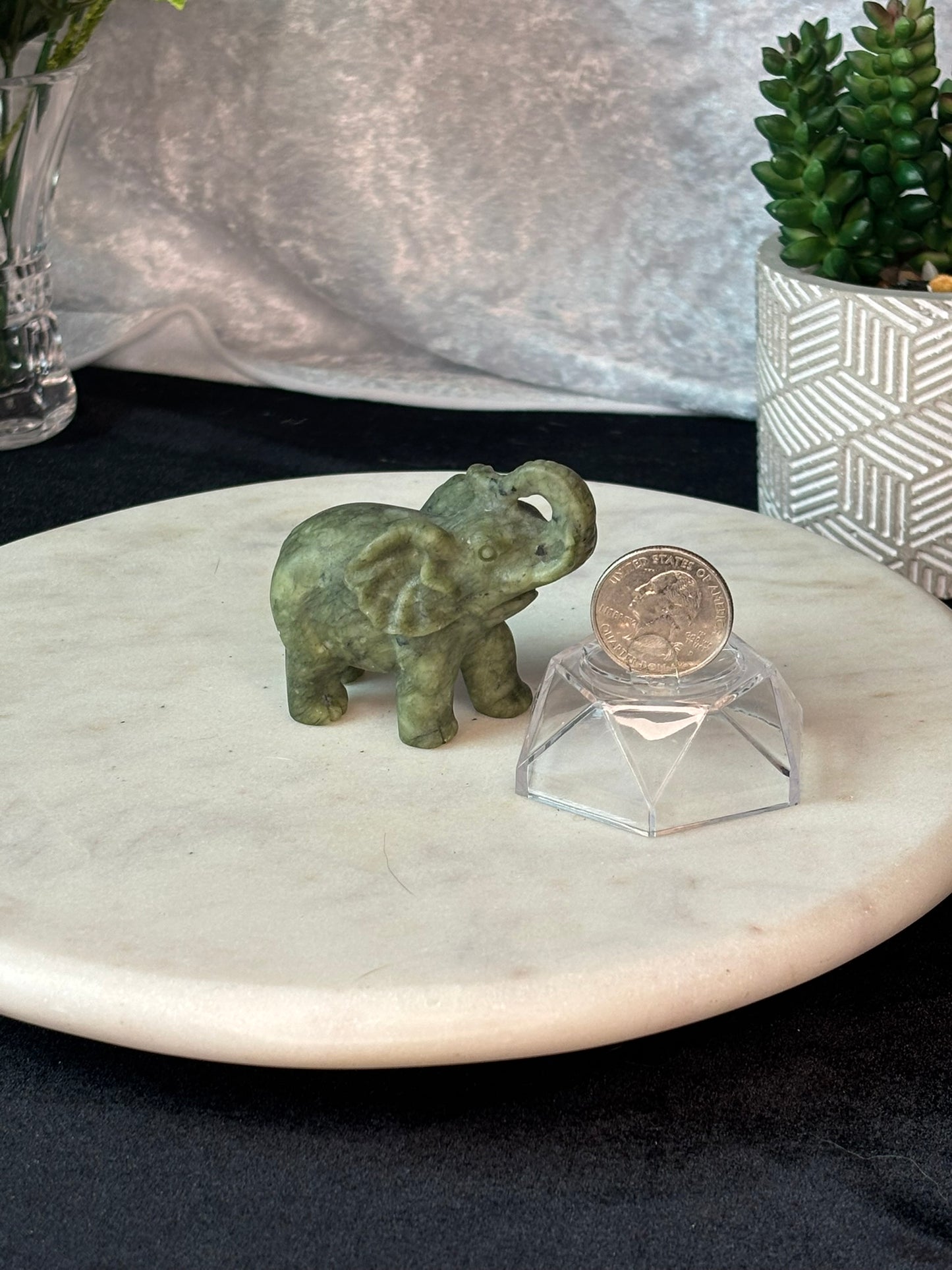 Serpentine  Elephant Carving