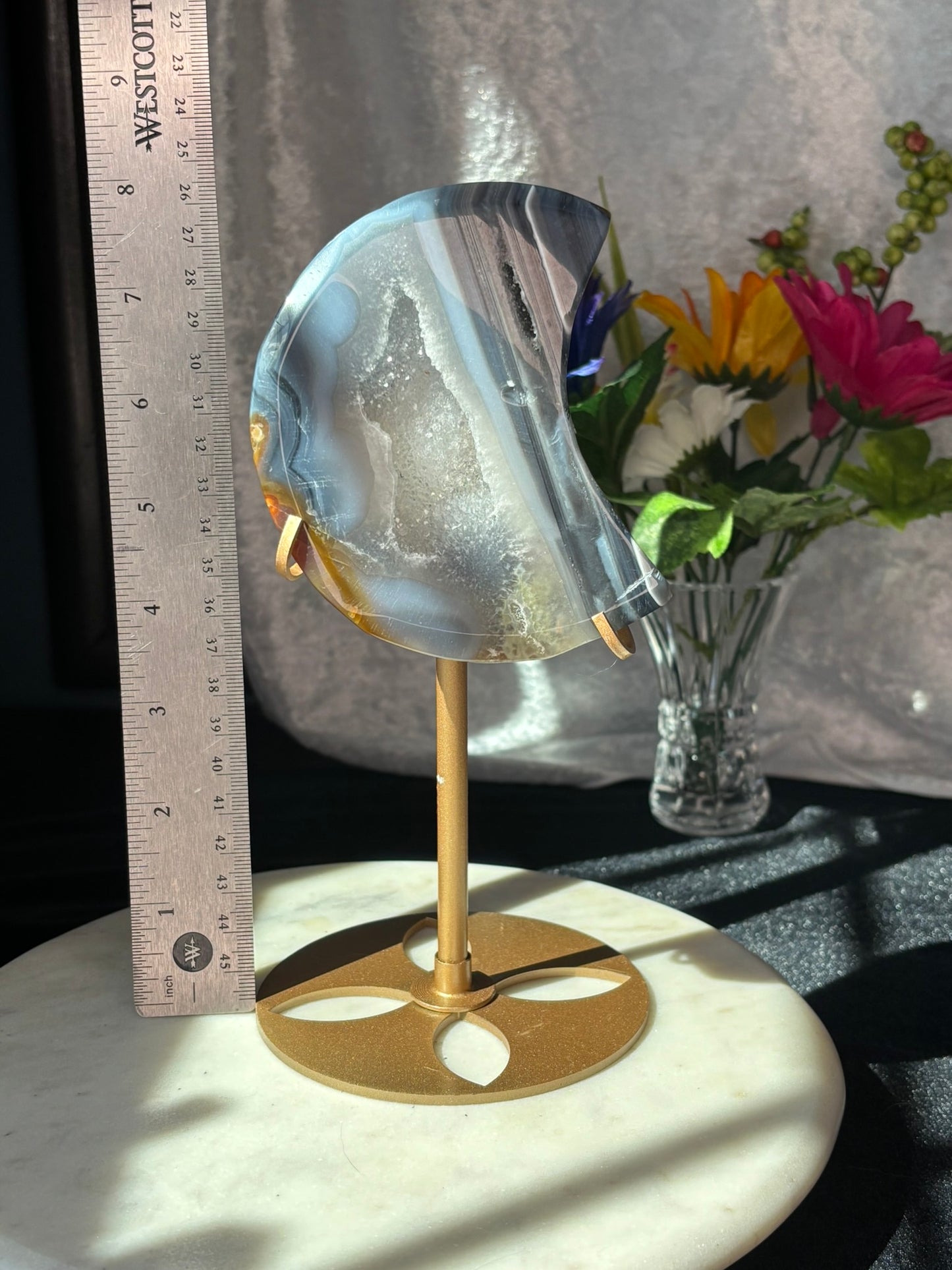 Blue Druzy Agate Moon