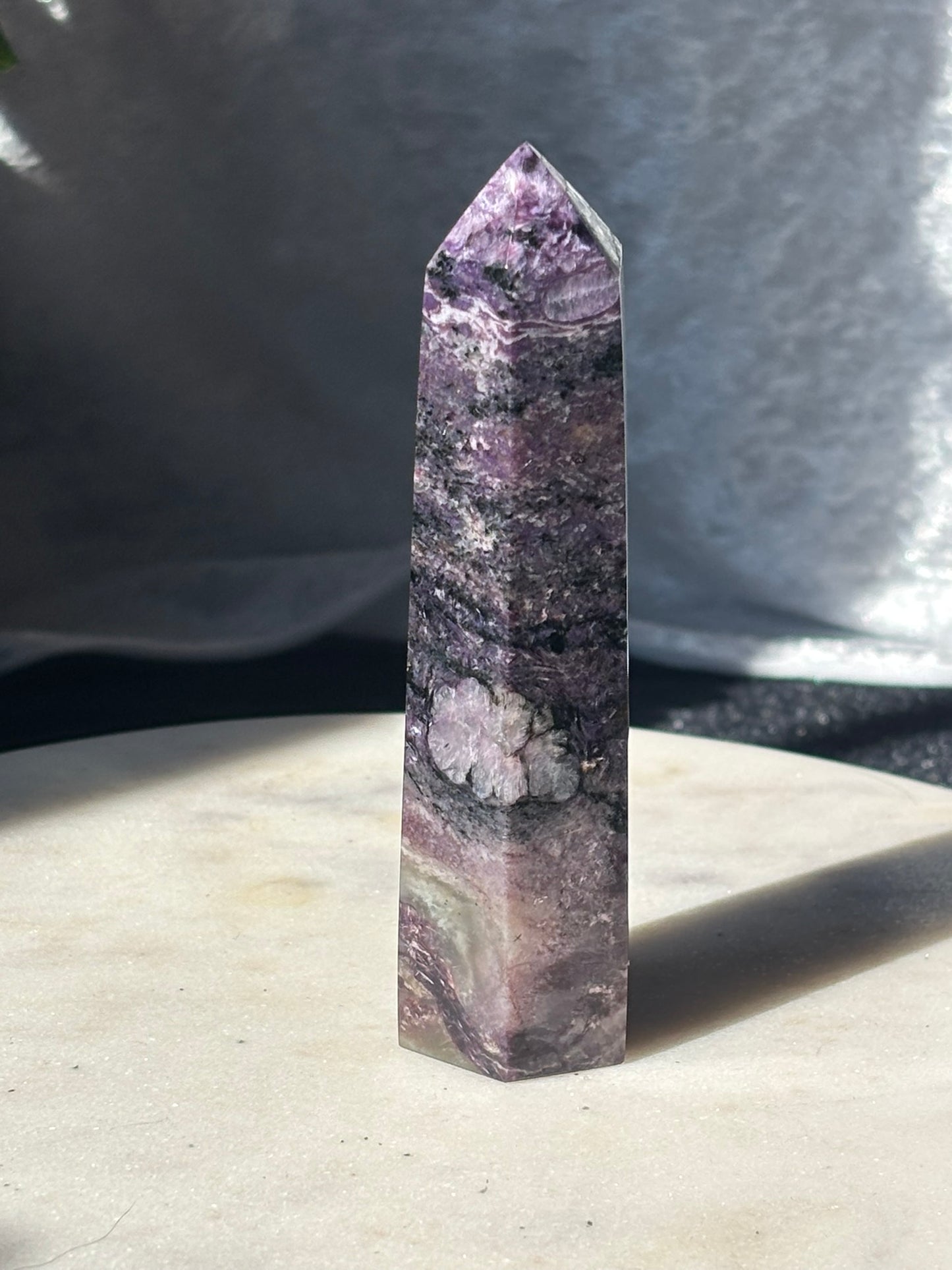 Charoite Tower with Quartz