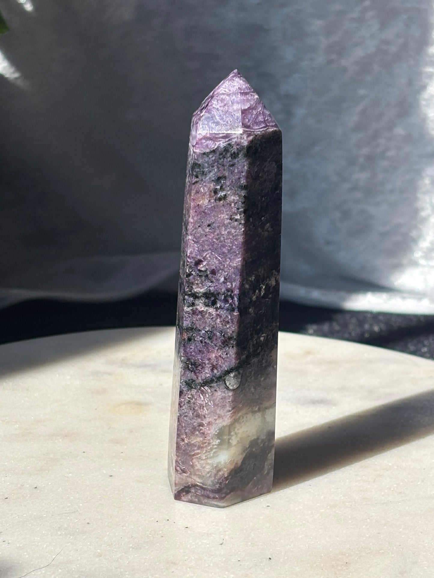 Charoite Tower with Quartz