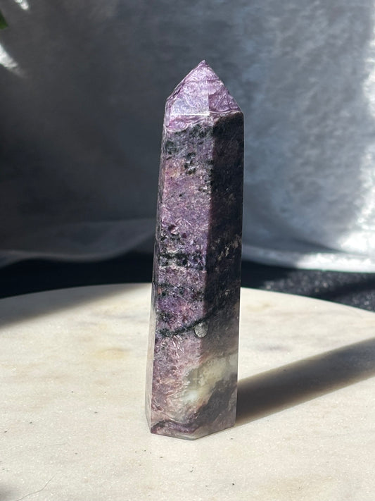 Charoite Tower with Quartz