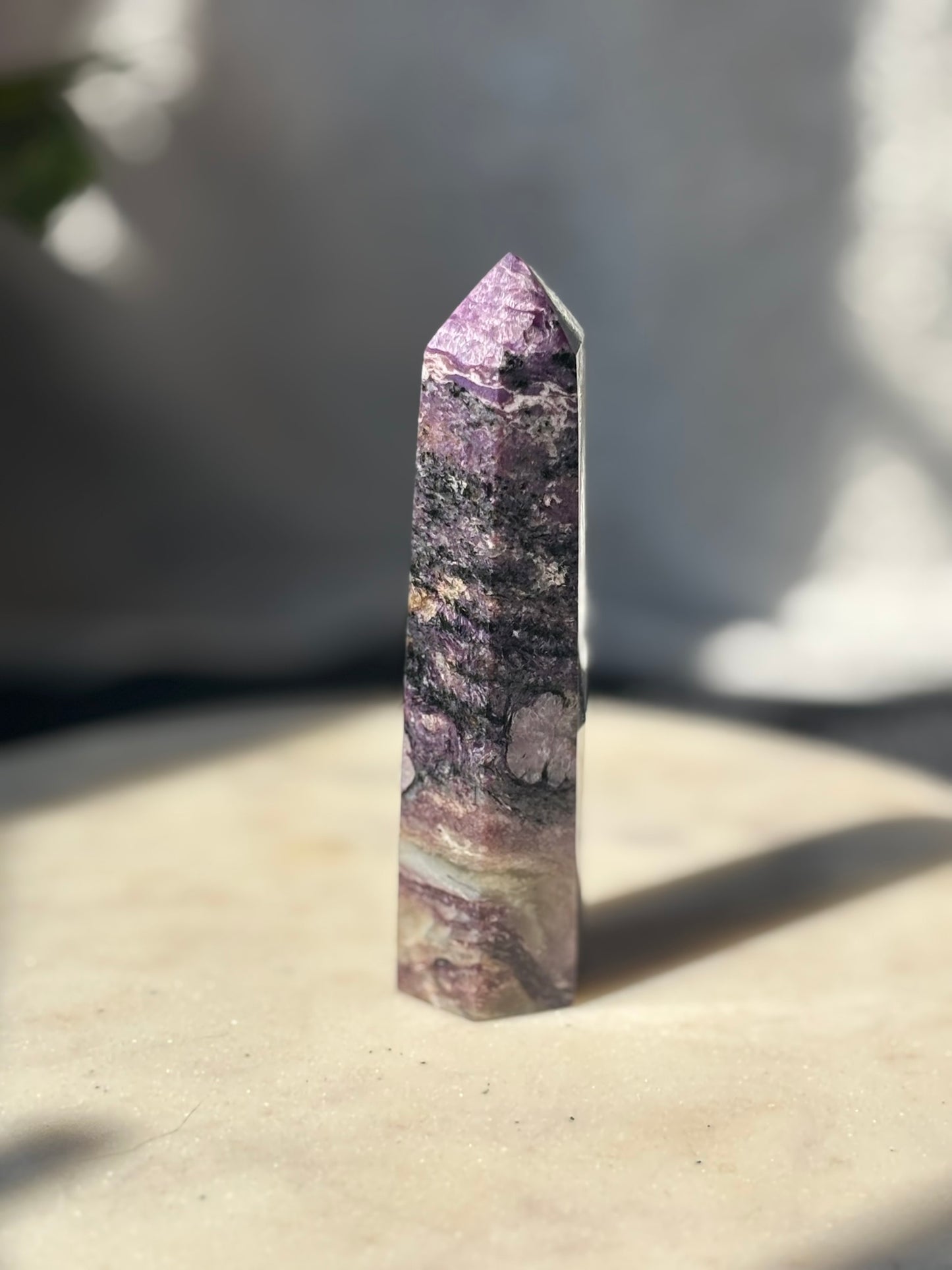 Charoite Tower with Quartz